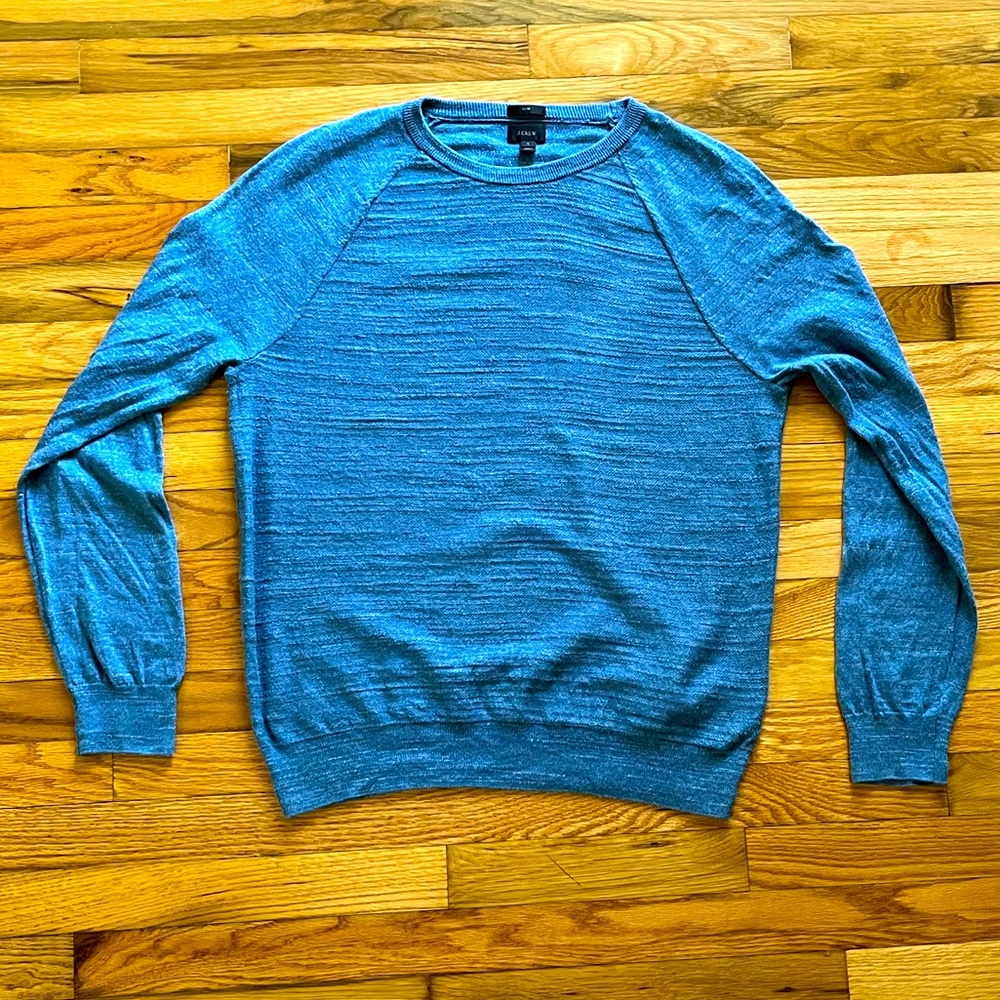 J Crew Men’s Raglan budded crewneck sweater - Large (Blue)
